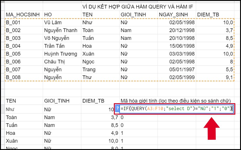 Lọc theo điều kiện so sánh chữ